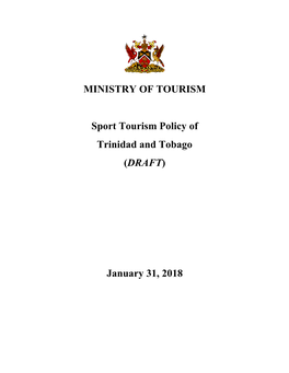 MINISTRY of TOURISM Sport Tourism Policy of Trinidad And