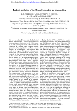 Tectonic Evolution of the Oman Mountains: an Introduction