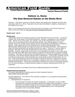 Salmon Vs. Dams: the Dam Removal Debate on the Elwha River