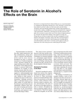 The Role of Serotonin in Alcohol's Effects on the Brain