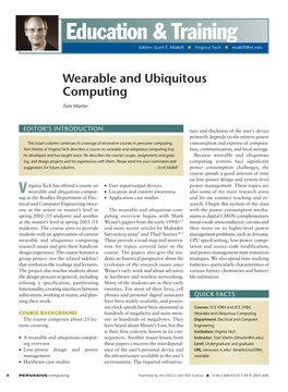 Wearable and Ubiquitous Computing