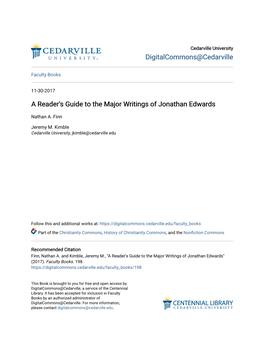 A Reader's Guide to the Major Writings of Jonathan Edwards