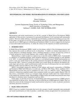 Metamodeling and Model Transformations in Modeling and Simulation