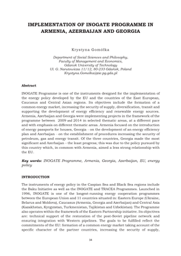 Implementation of Inogate Programme in Armenia, Azerbaijan and Georgia