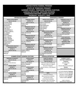 Sumner County, Tennessee General Election United