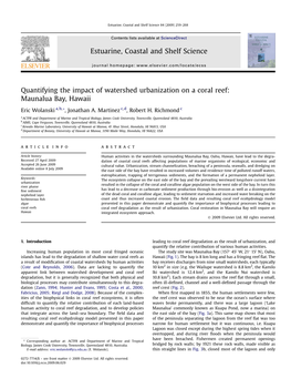 Quantifying the Impact of Watershed Urbanization on a Coral Reef: Maunalua Bay, Hawaii