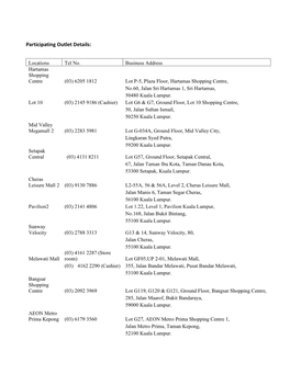 Participating Outlet Details