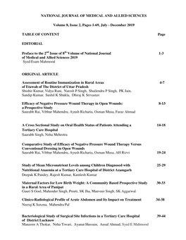 NATIONAL JOURNAL of MEDICAL and ALLIED SCIENCES Volume 8