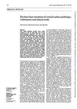 Excimer Lasertreatment of Corneal Surface Pathology: a Laboratory And