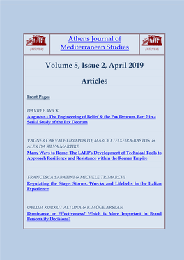 Volume 5, Issue 2, April 2019 Articles