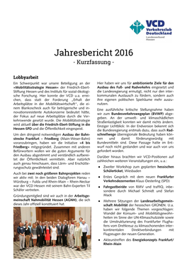 Jahresbericht 2016 - Kurzfassung