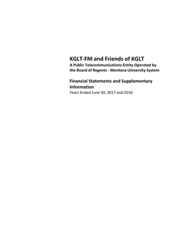 KGLT Financial Statements & Auditor's Report