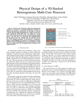 Physical Design of a 3D-Stacked Heterogeneous Multi-Core Processor