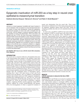 Epigenetic Inactivation of Mir-203 As a Key Step in Neural Crest Epithelial-To-Mesenchymal Transition Estefanıasá ́Nchez-Vásquez1, Marianne E