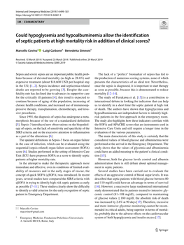 Could Hypoglycemia and Hypoalbuminemia Allow the Identifcation of Septic Patients at High Mortality Risk in Addition of Clinical Scores?