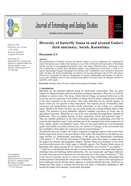 Diversity of Butterfly Fauna in and Around Gudavi Bird Sanctuary, Sorab, Karnataka