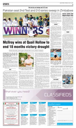 Mcilroy Wins at Quail Hollow to End 18 Months Victory Drought