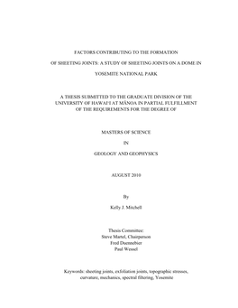 Factors Contributing to the Formation of Sheeting Joints