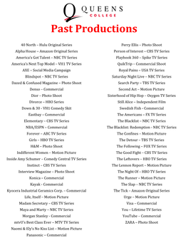 Past Productions