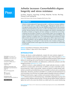 Arbutin Increases Caenorhabditis Elegans Longevity and Stress Resistance