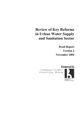 Review of Key Reforms in Urban Water Supply and Sanitation Sector