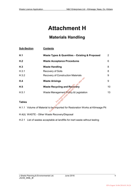 Attachment H Materials Handling