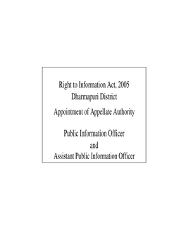 Right to Information Act, 2005 Dharmapuri District Appointment Of