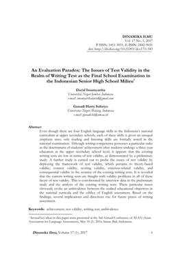 An Evaluation Paradox: the Issues of Test Validity in the Realm of Writing Test