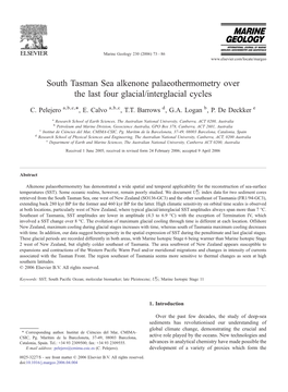 South Tasman Sea Alkenone Palaeothermometry Over the Last Four Glacial/Interglacial Cycles ⁎ C