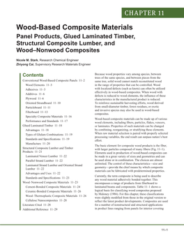 Wood-Based Composite Materials—Panel Products, Glued Laminated