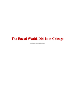 The Racial Wealth Divide in Chicago
