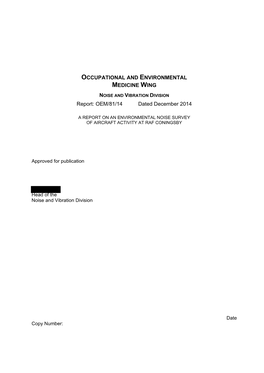 Report on an Environmental Noise Survey of Aircraft Activity at Raf Coningsby