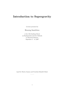 Introduction to Supergravity