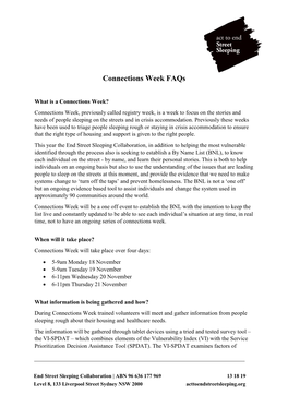 Connections Week Faqs