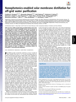 Nanophotonics-Enabled Solar Membrane Distillation for Off-Grid Water Purification