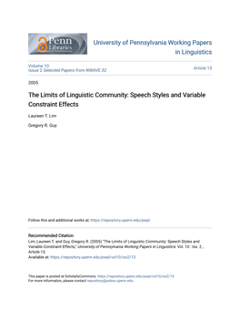 The Limits of Linguistic Community: Speech Styles and Variable Constraint Effects