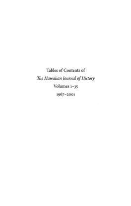 Tables of Contents of the Hawaiian Journal of History Volumes 1-35