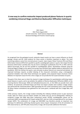 A New Way to Confirm Meteorite Impact Produced Planar Features in Quartz: Combining Universal Stage and Electron Backscatter Diffraction Techniques