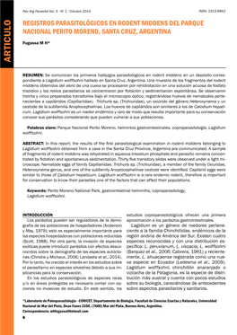 Registros Parasitológicos En Rodent Middens Del Parque Nacional Perito Moreno, Santa Cruz, Argentina