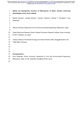 Spatial and Phylogenetic Structure of DNA-Species of Alpine Stonefly