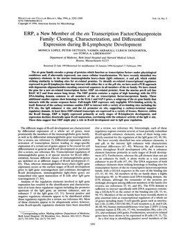ERP, a New Member of the Ets Transcription Factor/Oncoprotein
