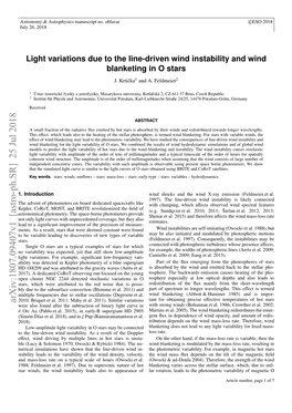 Light Variations Due to the Line-Driven Wind Instability and Wind Blanketing in O Stars