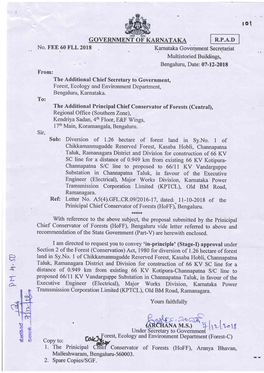 Sub: Diversion of 1.26 Hectare of Forest Land in Sy.No. I of Executive