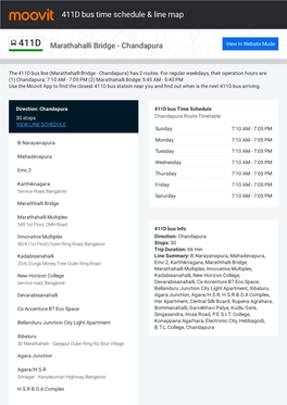 411D Bus Time Schedule & Line Route