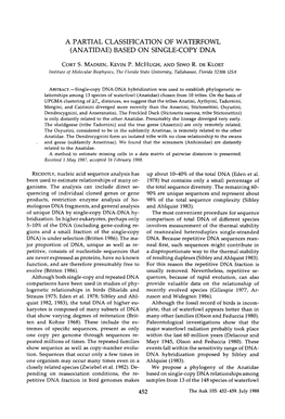 A Partial Classification of Waterfowl (Anatidae) Based on Single-Copy Dna