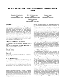 Virtual Servers and Checkpoint/Restart in Mainstream Linux