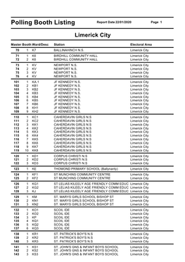 Polling Booth Listing Report Date 22/01/2020 Page 1