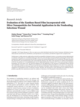 Evaluation of the Xanthan-Based Film Incorporated with Silver Nanoparticles for Potential Application in the Nonhealing Infectious Wound