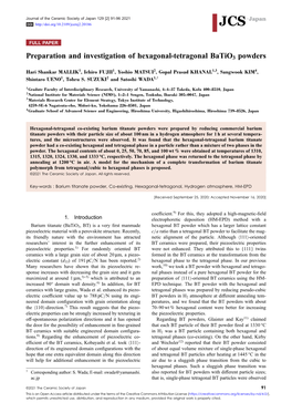 Preparation and Investigation of Hexagonal-Tetragonal Batio3 Powders