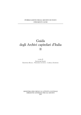 Guida Degli Archivi Capitolari D'italia. II